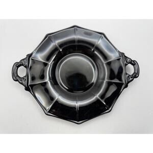 Cambridge Glass “Decagon” Ebony 8” Open Handled Tray c. 1925